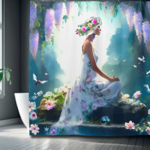 Rideau bain Déesse Intérieure glycine coccinelle