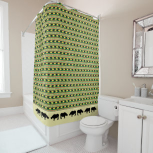 Cortina Para Box Rinocerontes Safari Weave Patterin com Silhouettes