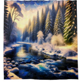 Cortina Para Box "Rio de inverno em Sunrise"