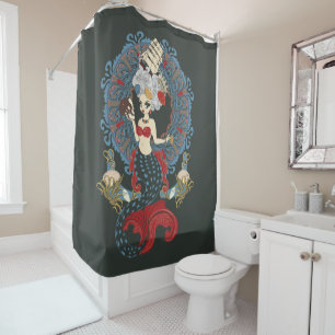 Cortina Para Box Rococo mermaid art nouveau