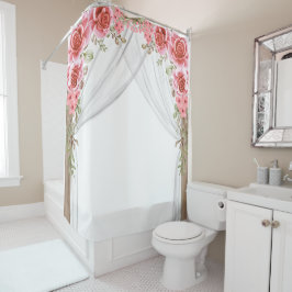 Cortina Para Box Romantic Rose Arch Floral Shower Curtain