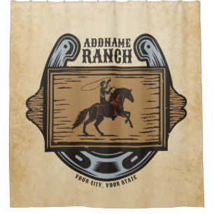 Cortina Para Box Roping Cowboy ADD NAME Western Family Horse Rankin