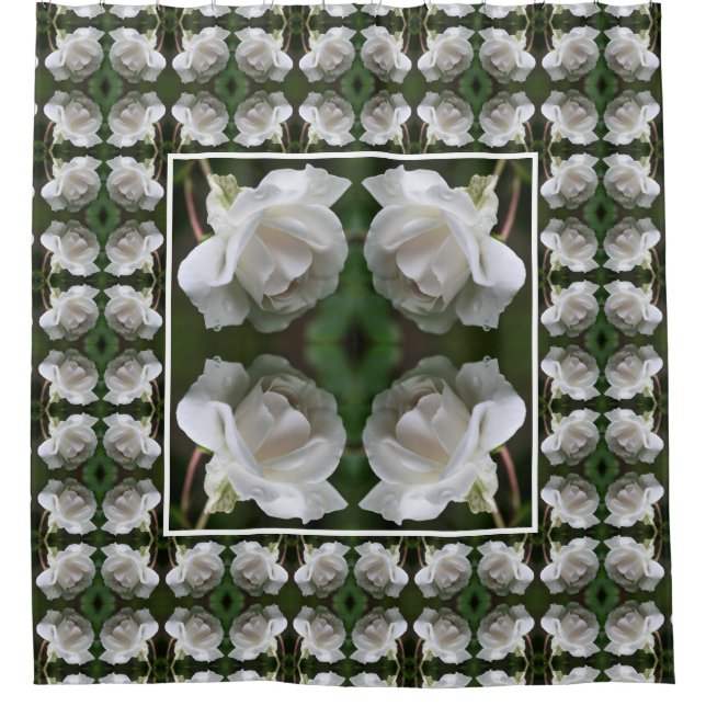 Cortina Para Box Rosa Branca com Abstrato de Colírio (Frente)