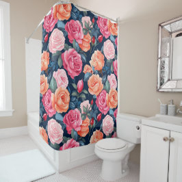 Cortina Para Box Rosa cor-de-rosa-vermelho Design de padrão laranja