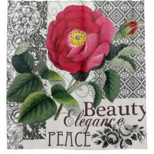 Cortina Para Box Rosa Damasco Bonito Antígua Floral