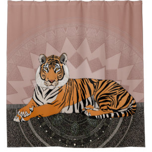 Cortina Para Box rosa de cobre de tigre bengal
