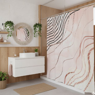 Cortina Para Box Rosa-Dourado-rosa-menina-branca-boêmia