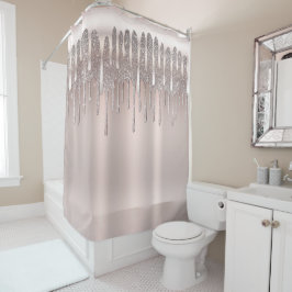 Cortina Para Box Rosa Gelado Ouro Rosado Diamante Brilho Gotejament