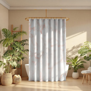 Cortina Para Box Rosa-gold e White Faux Marble