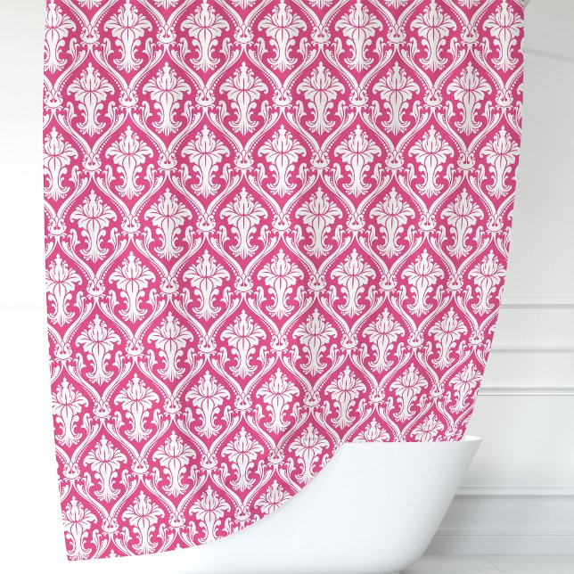 Cortina Para Box Rosa Quente e Damasco Branco (Criador carregado)