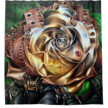 Rosa Steampunk com Face Surreal - Flor Mecânico