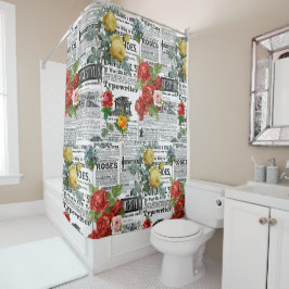 Cortina Para Box * Rosas AR23 Flor Floral Vintage Newsprint