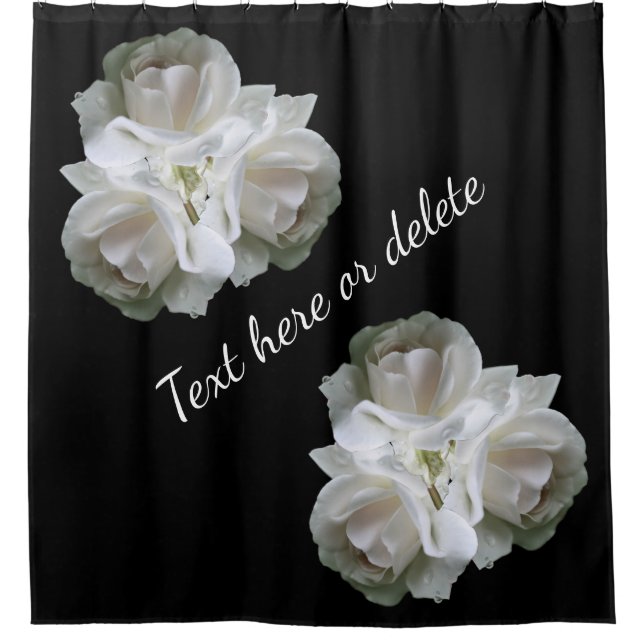 Cortina Para Box Rosas brancas com Buquê de gotas de chuva (Frente)