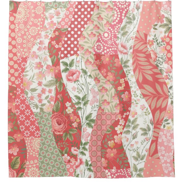 Cortina Para Box Rosas de patch: design de padrão uniforme. (Frente)