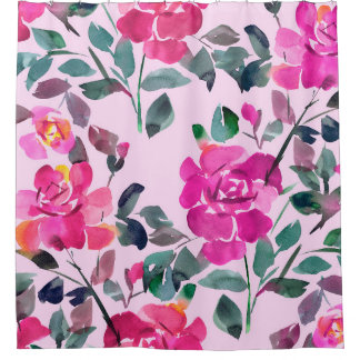 Cortina Para Box Rosas opulentes desenhados à mão. Coruja floral