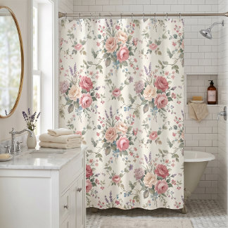 Cortina Para Box Rosas Pastel Elegantes Shabby Chic