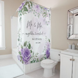 Cortina Para Box Rosas Purple Blush Sr. e Sra. Modern Script