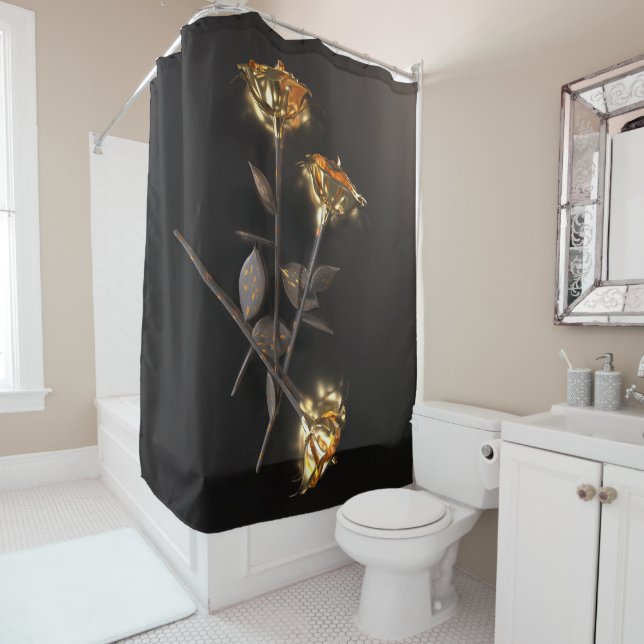 Cortina Para Box Rosas Queimando – Elegância Dourada (In Situ)