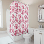 Cortina Para Box Rosas Românticos Antiguos Rosa-Rosa em Branco<br><div class="desc">Rosas cor-de-rosa monocromáticas Elegantes e sem costura,  em fundo branco.</div>