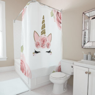 Cortina Para Box Rosas Rosa Douradas Glitter Unicórnio Trendy Cute