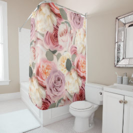 Cortina Para Box Rosas Sonhadoras Rosa Florais Elegantes Shabby Chi