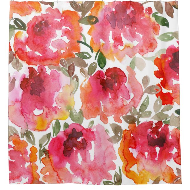 Cortina Para Box Rosas vermelhas Shabby, padrão perfeito. (Frente)