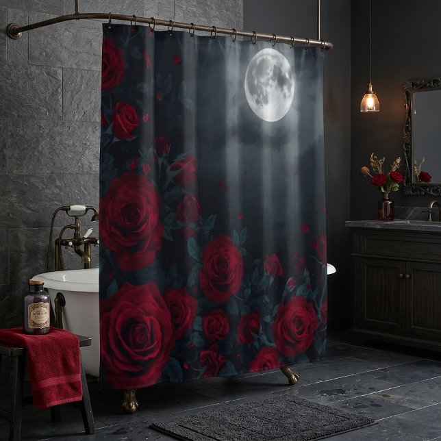 Cortina Para Box Rosas Vermelhas Sombrias e Lua Cheia (Criador carregado)