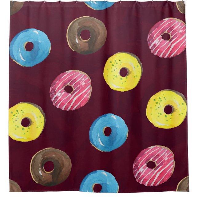Cortina Para Box Rosquinhas Ruby: Padrão Sem Costura De Aquarela. (Frente)