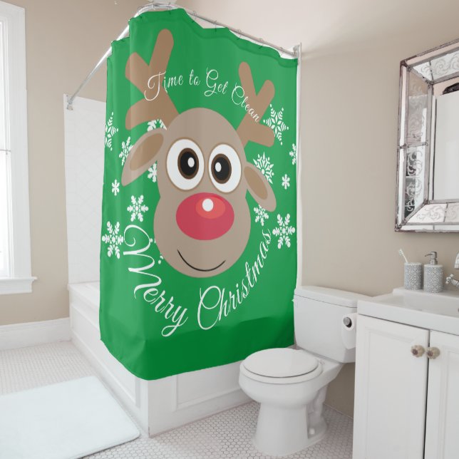 Cortina Para Box Roteiro de Cartoon de Grafo de Natal Verde (In Situ)