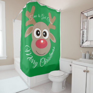Cortina Para Box Roteiro de Cartoon de Grafo de Natal Verde