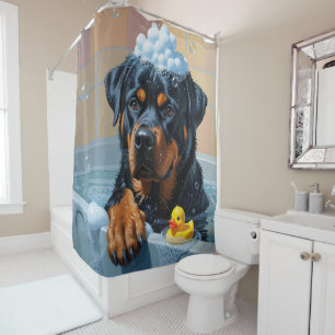 Cortina Para Box Rottweiler Desleixado Sonolento Fofo Engraçado