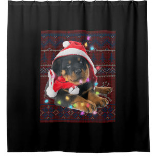 Cortina Para Box Rottweiler Festa de Natal Luzes Feias