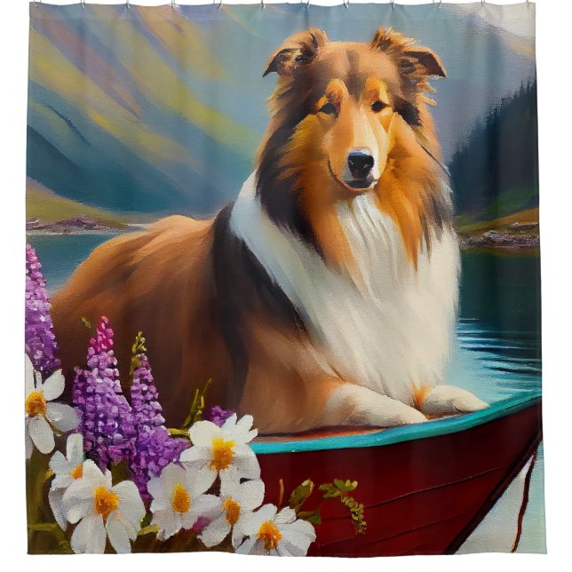 Cortina Para Box Rough Collie em um Paddle: Uma Aventura Cênica (Frente)