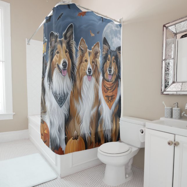 Cortina Para Box Rough Collie Halloween Assustador (In Situ)