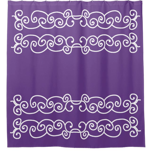Cortina Para Box Roxo com rolos brancos (Frente)