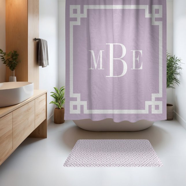 Cortina Para Box Roxo Lilás e Branco Greek Key | Monogramado (Criador carregado)