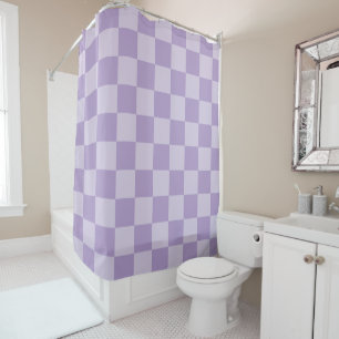 Cortina Para Box Roxo Pálido e Pastel Monocromático Xadrez