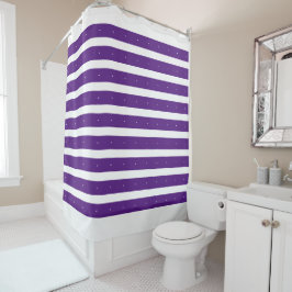 Cortina Para Box Roxo Real e listras brancas