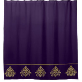 Cortina Para Box Roxo Real Elegante com Dourado Damasco