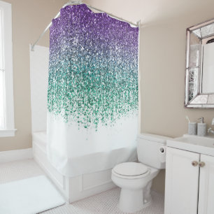 Cortina Para Box Roxo Verde Água Brilho Espelhado Glamour