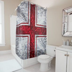 Cortina Para Box Rua Mosaica Vibrante. Vidro manchado com bandeira