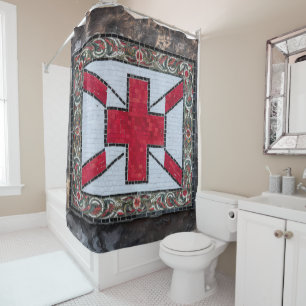 Cortina Para Box Rua Mosaica Vibrante. Vidro manchado com bandeira