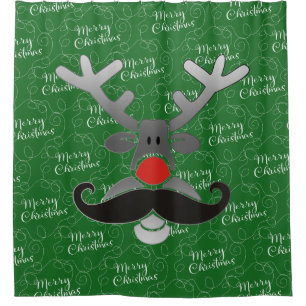 Cortina Para Box Rudolph cheirado vermelho com Moustache + sua
