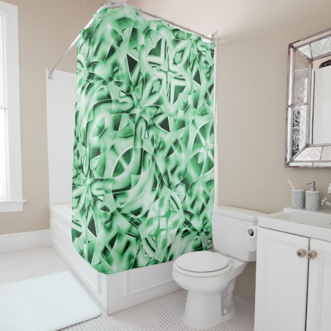Cortina Para Box Russo ou não, branco verde estranho entrelaçado (In Situ)