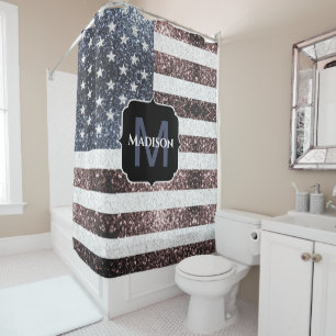 Cortina Para Box Russo Red White Blue Sparkles Estados Unidos bande