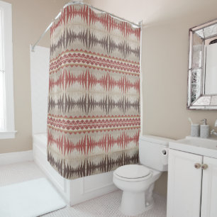 Cortina Para Box Rust Red Taupe Beige Dark Brown Arte Tribal