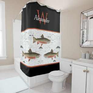 Cortina Para Box Rustic Aspen Latido Trout Pescador River Lake Hous