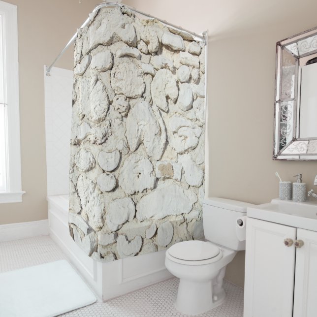 Cortina Para Box Rustic Caribbean Coral Stone Wall 1 (In Situ)
