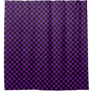 Cortina Para Box Rustic Checks, Purple and Black