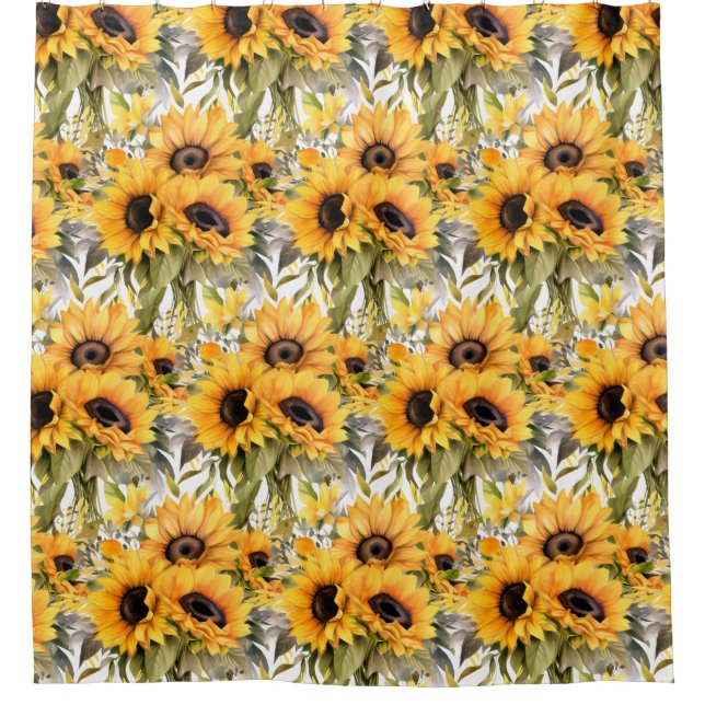 Cortina Para Box Rustic Country Americana Sunflower Shower Curtains (Frente)